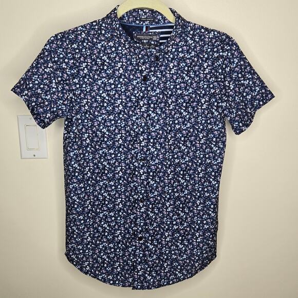 Denim & Flower Boys Size 13/14 Floral Short Sleeve Button Down Shirt - Picture 1 of 7